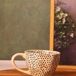 black polka mug handmade made by ceramic 