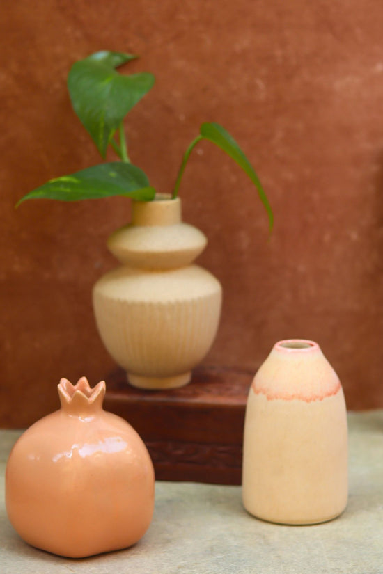 Set of 3 - Classic Cream Vases combo made by ceramic