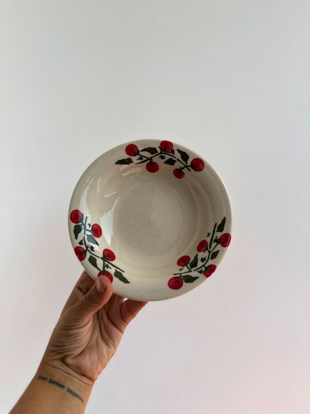 Cherry Field Pasta Plate Handmade in India