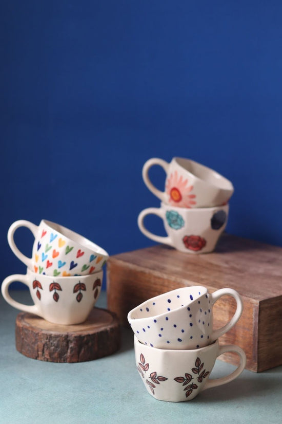Set of 6 Brew & Bloom Mugs (for the price of 5) handmade in india