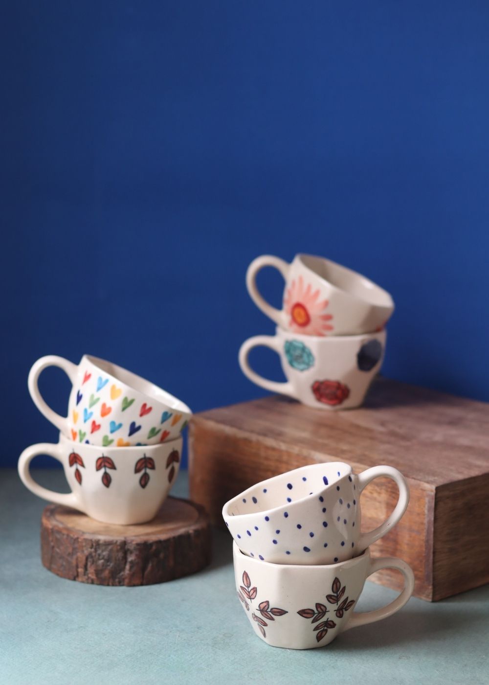 Set of 6 Brew & Bloom Mugs (for the price of 5) handmade in india