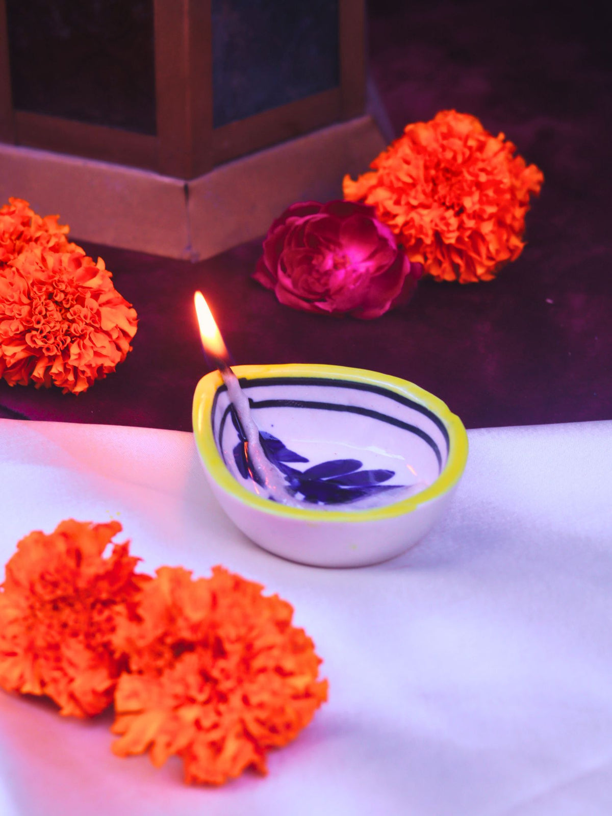 Set of 4 - Abstract Floral Diya for this festive season