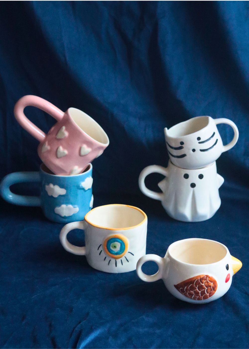 Set of 6 Tea Time Treat Mugs (for the price of 5) made  by ceramic