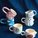 Set of 6 Tea Time Treat Mugs (for the price of 5) made  by ceramic