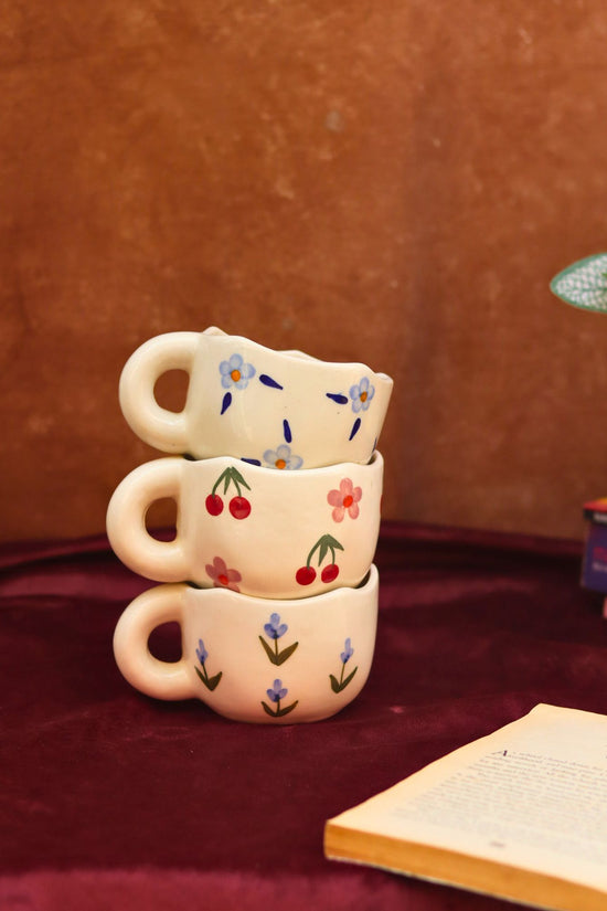 Set of 3 - Bloom & Bliss Mugs combo made by ceramic