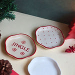 Set of 3 - Jingle Bell Handmade Dessert Plates made by ceramic