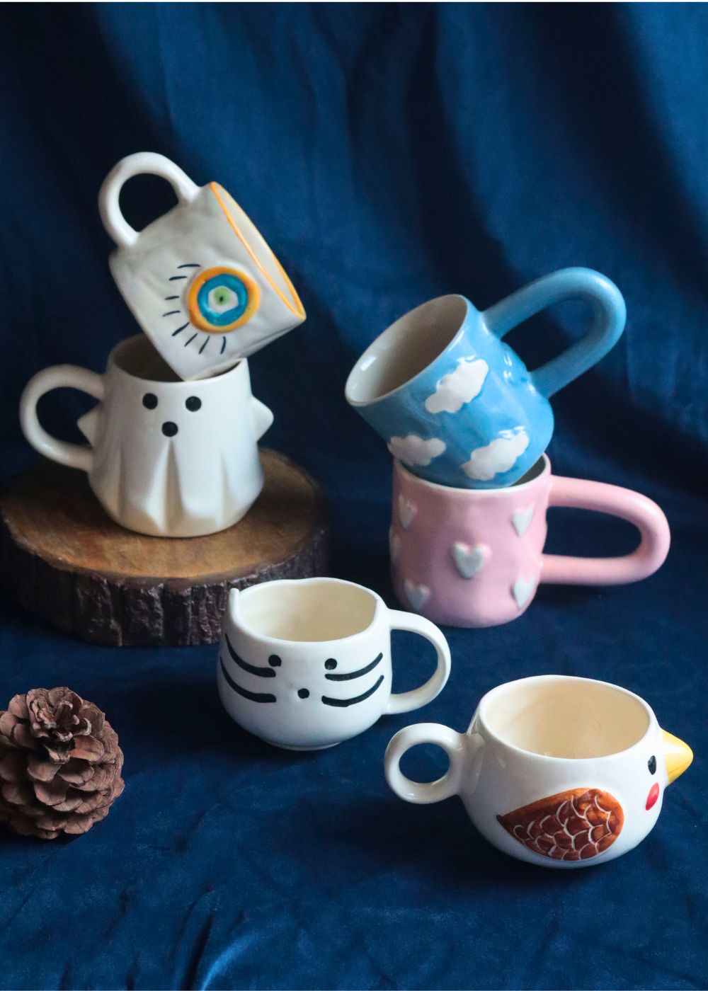 Handmade Set of 6 Tea Time Treat Mugs (for the price of 5)