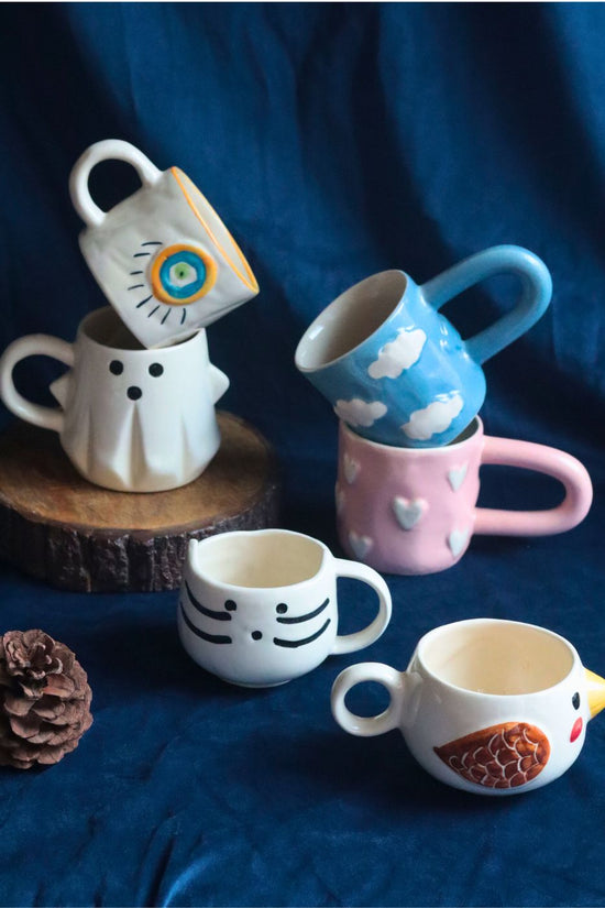 Handmade Set of 6 Tea Time Treat Mugs (for the price of 5)