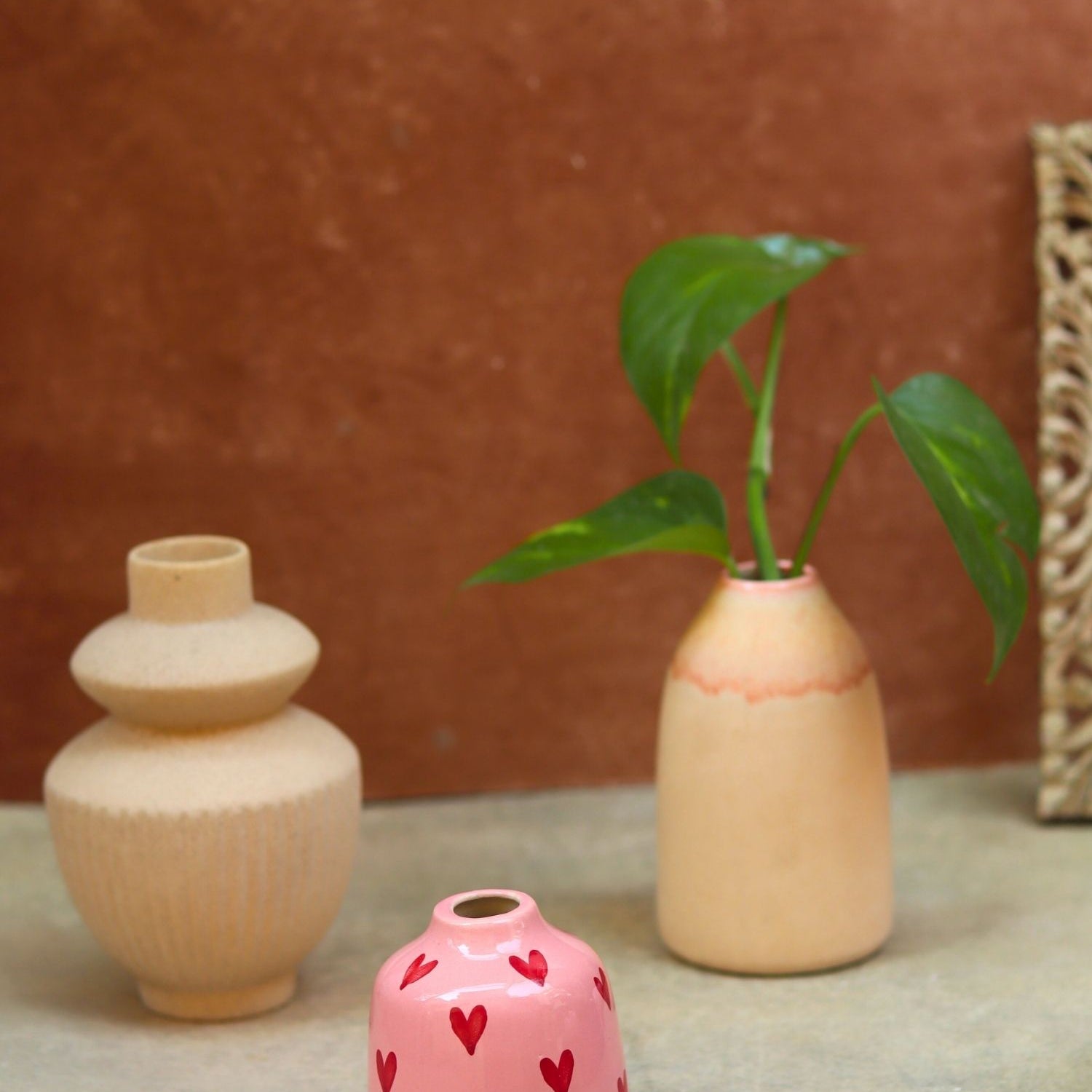 handmade Set of 3 - Cream Serenity Vases combo