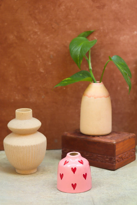 Set of 3 - Cream Serenity Vases combo made by ceramic