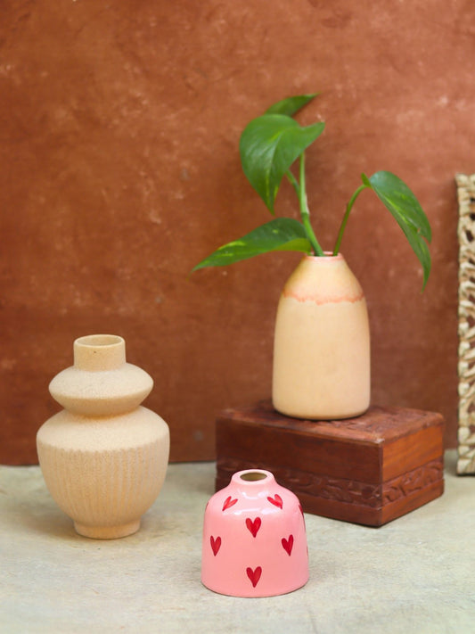 Set of 3 - Cream Serenity Vases combo made by ceramic