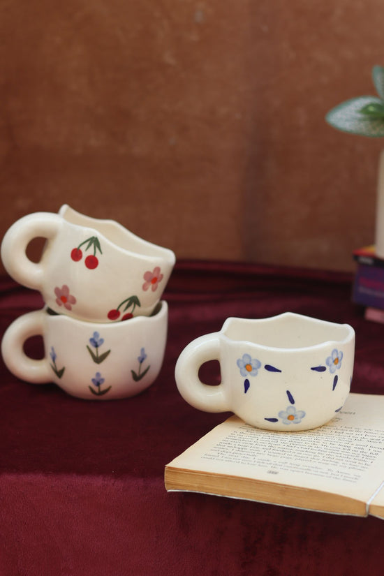 Set of 3 - Bloom & Bliss Mugs combo handmade in India