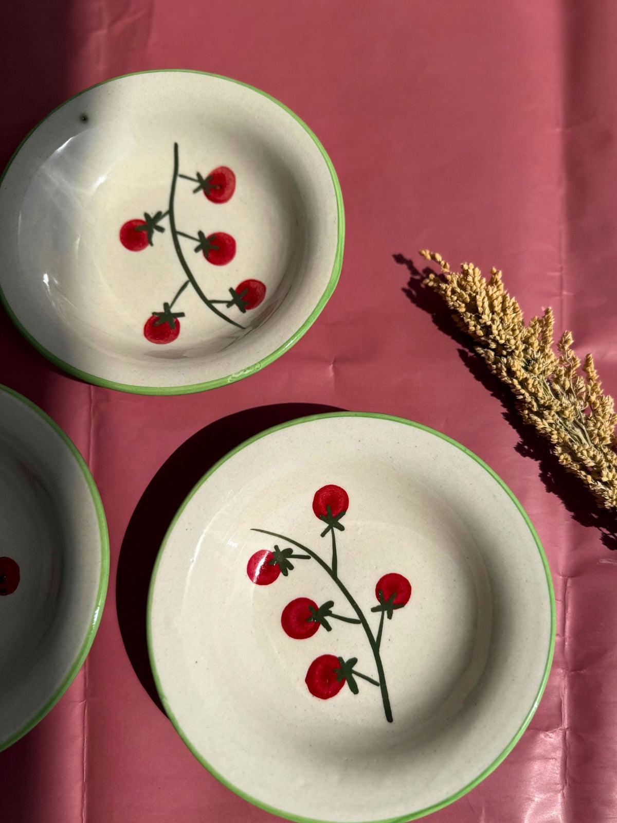 Cherry Pasta Plate handmade in india