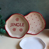 Set of 3 - Jingle Bell Handmade Dessert Plates handmade in india