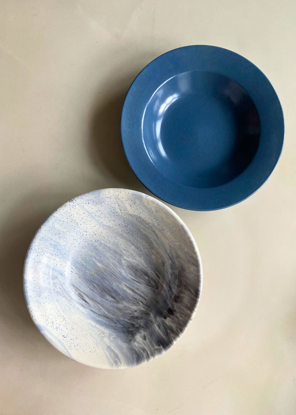 Handmade Black Marble & Blue Pasta Plate