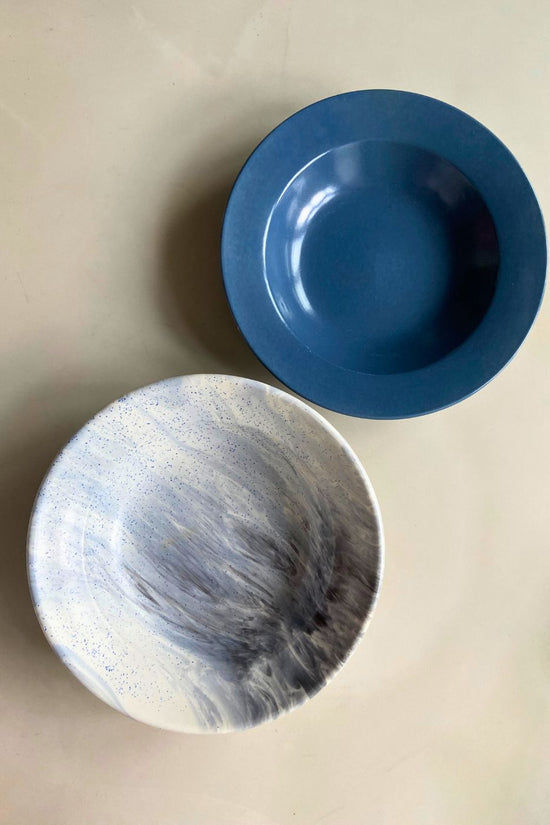 Handmade Black Marble & Blue Pasta Plate