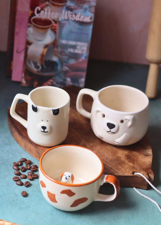 handmade Set of 3 - Paws & Pour Mugs