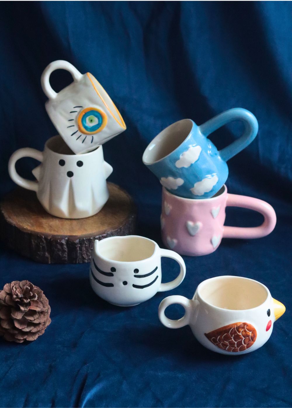 Set of 6 Tea Time Treat Mugs (for the price of 5) handmade in india