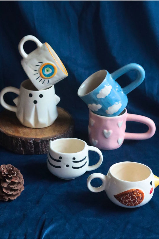 Set of 6 Tea Time Treat Mugs (for the price of 5) handmade in india