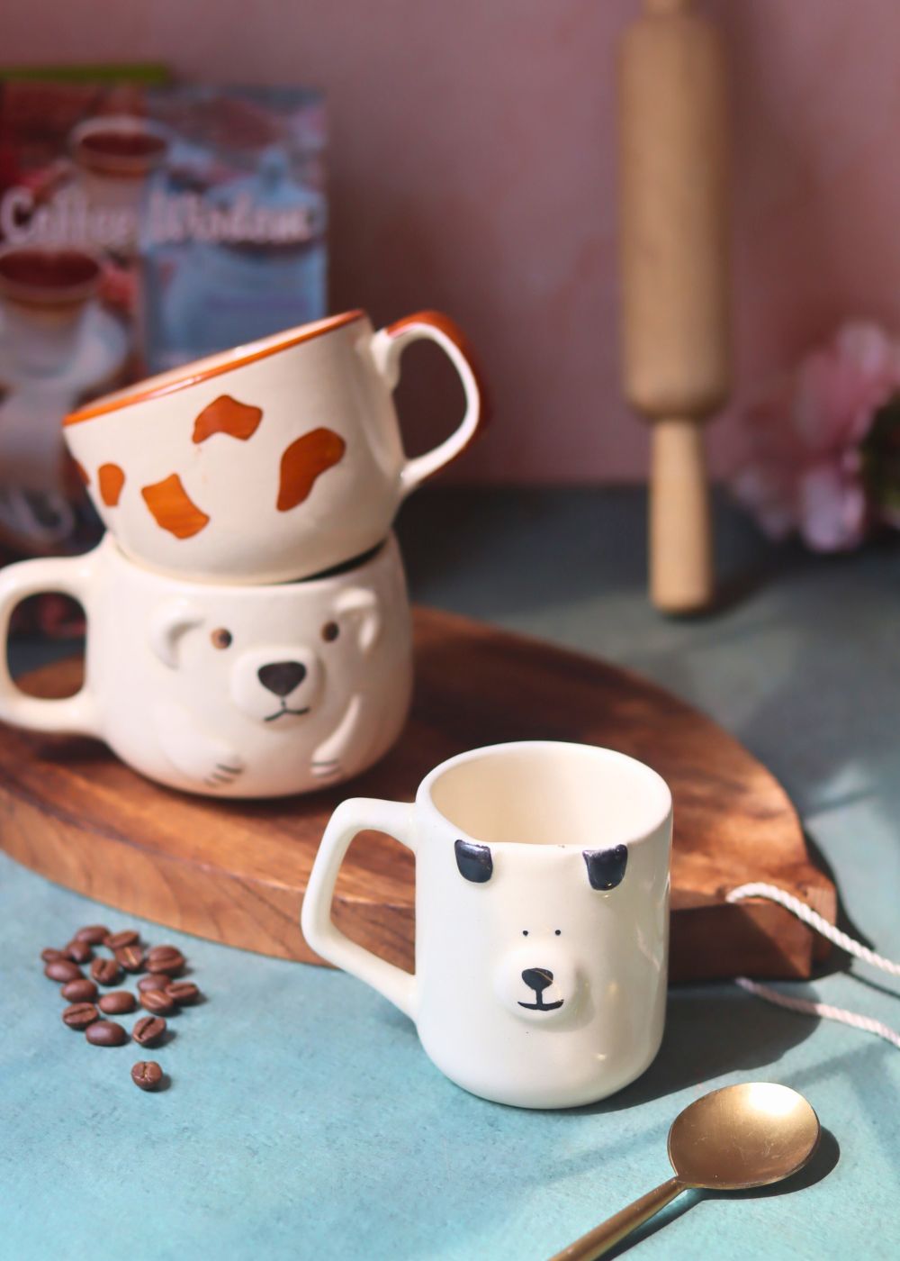 Set of 3 - Paws & Pour Mugs made by ceramic