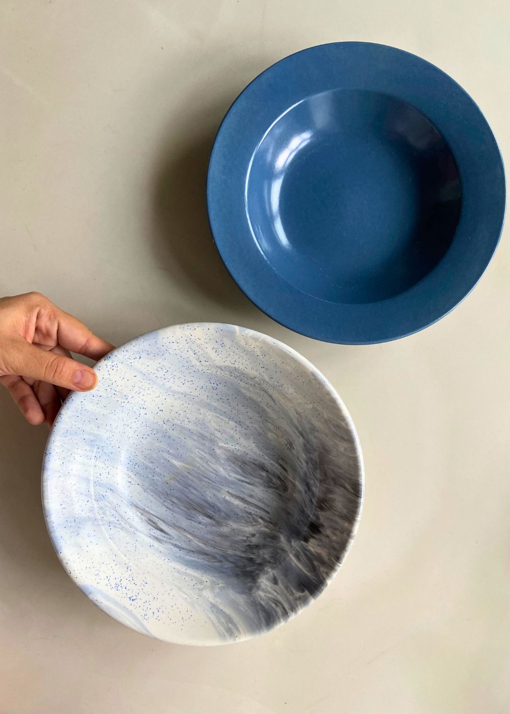 Black Marble & Blue Pasta Plate made by ceramic