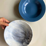 Black Marble & Blue Pasta Plate made by ceramic