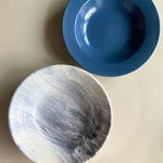 Black Marble & Blue Pasta Plate handmade in india