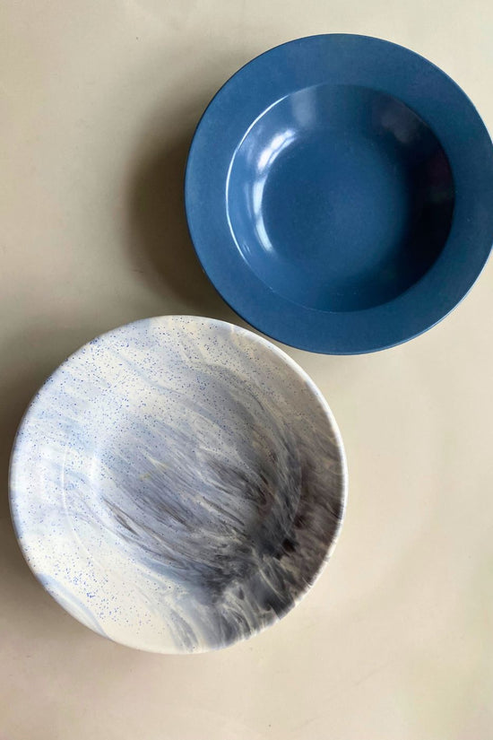 Black Marble & Blue Pasta Plate handmade in india