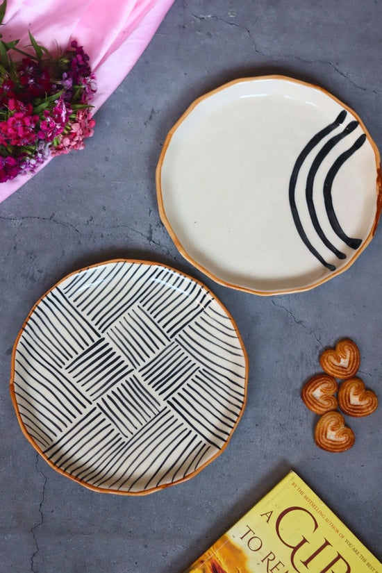 Handmade All Lines & Semi Circle Abstract Snack Plates