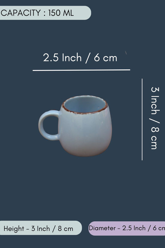 Set of 6 - Sky Blue Ovule Shape Tea Cups in a gift box