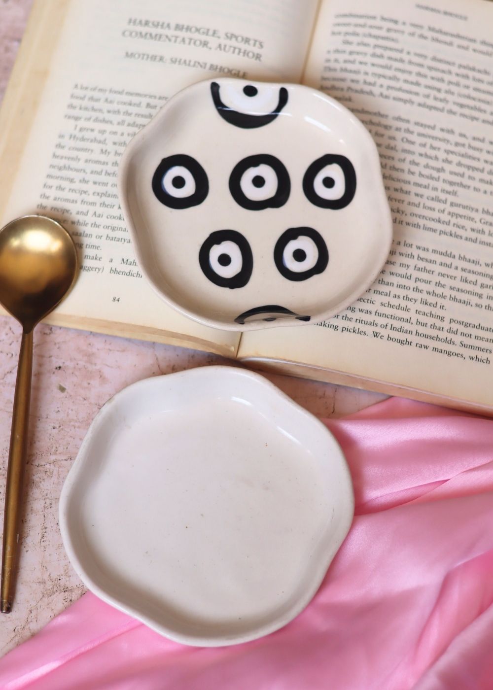 Evil eye & White Handmade Dessert Plate with premium quality material
