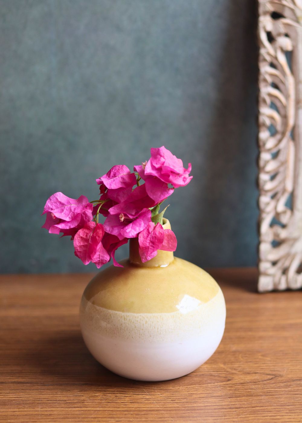 handmade mustard glow vase 