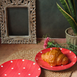 handmade red joy plate