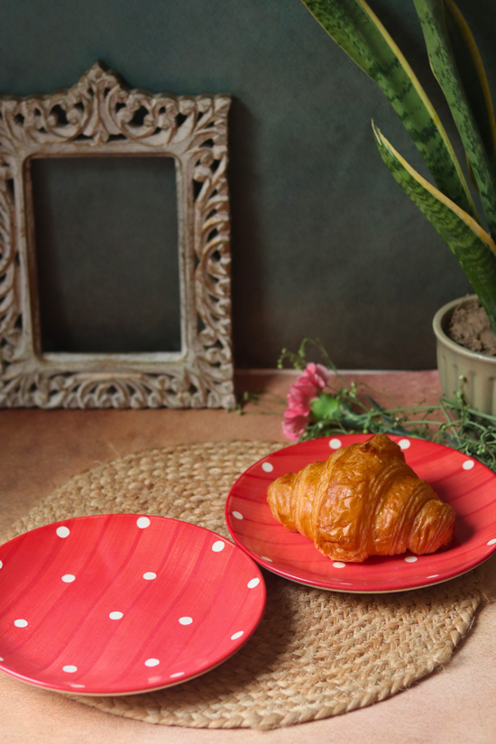 handmade red joy plate