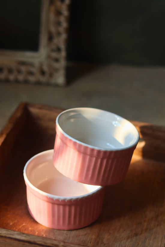 Two ceramic bakeware ramekins 