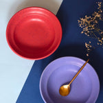 Set of 2 - Deep Red & Matte Blue Pasta Plate with premium quality material