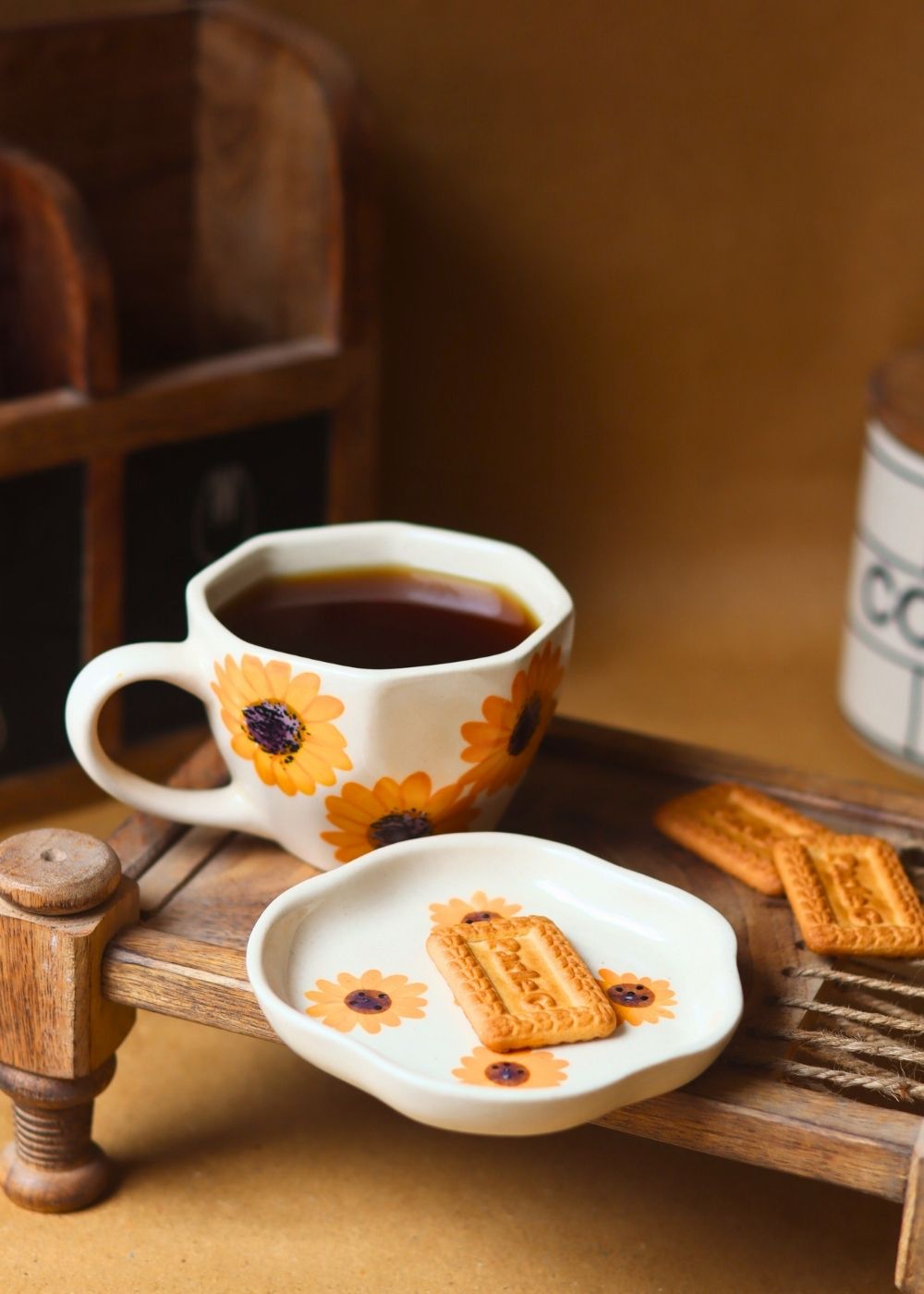 Surajmukhi mug & Handmade Dessert Plate handmade in india