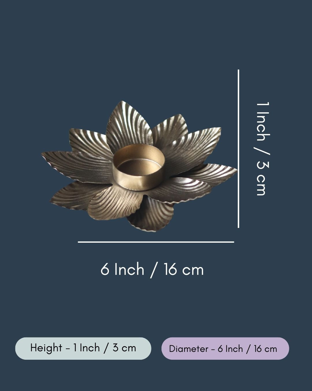 Golden Flower Tea Light Holder in a Gift Box