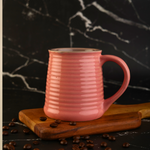 Chic pink coffee mug in wooden lid