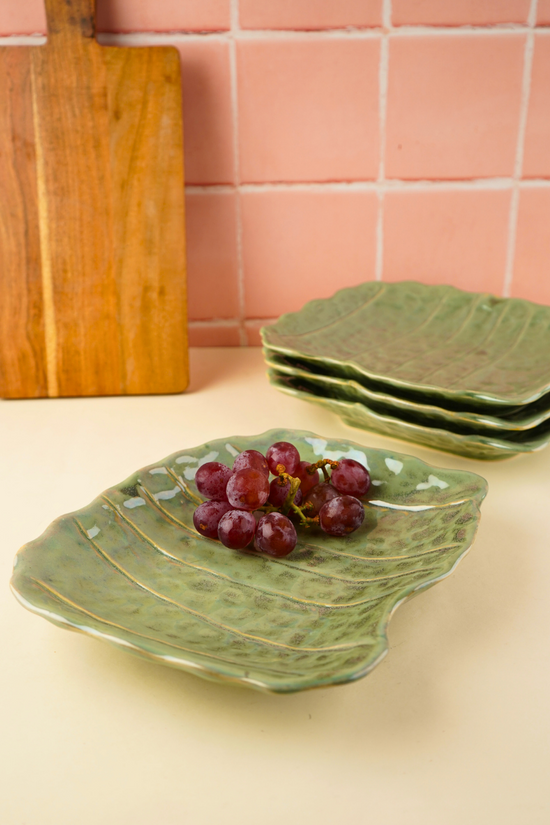 pistachio stoneware platter with ceramic material