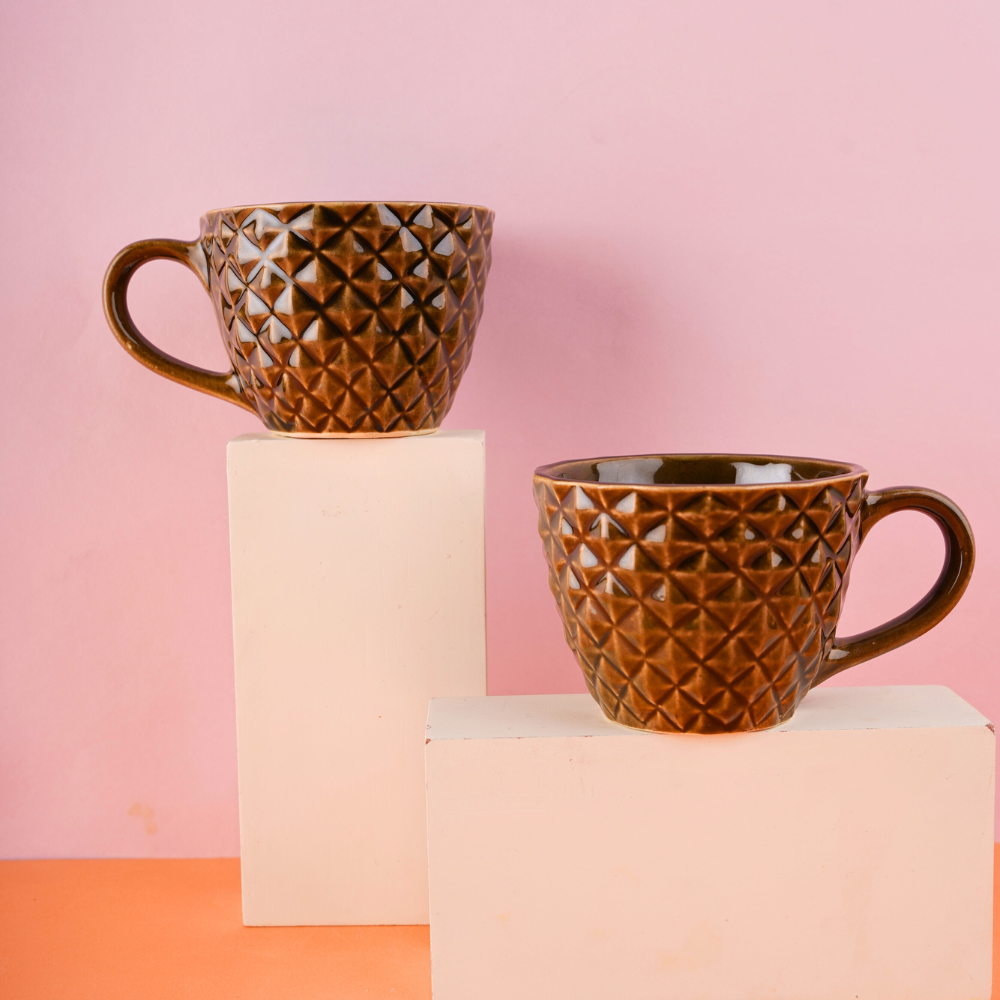 handmade brown diamond mug