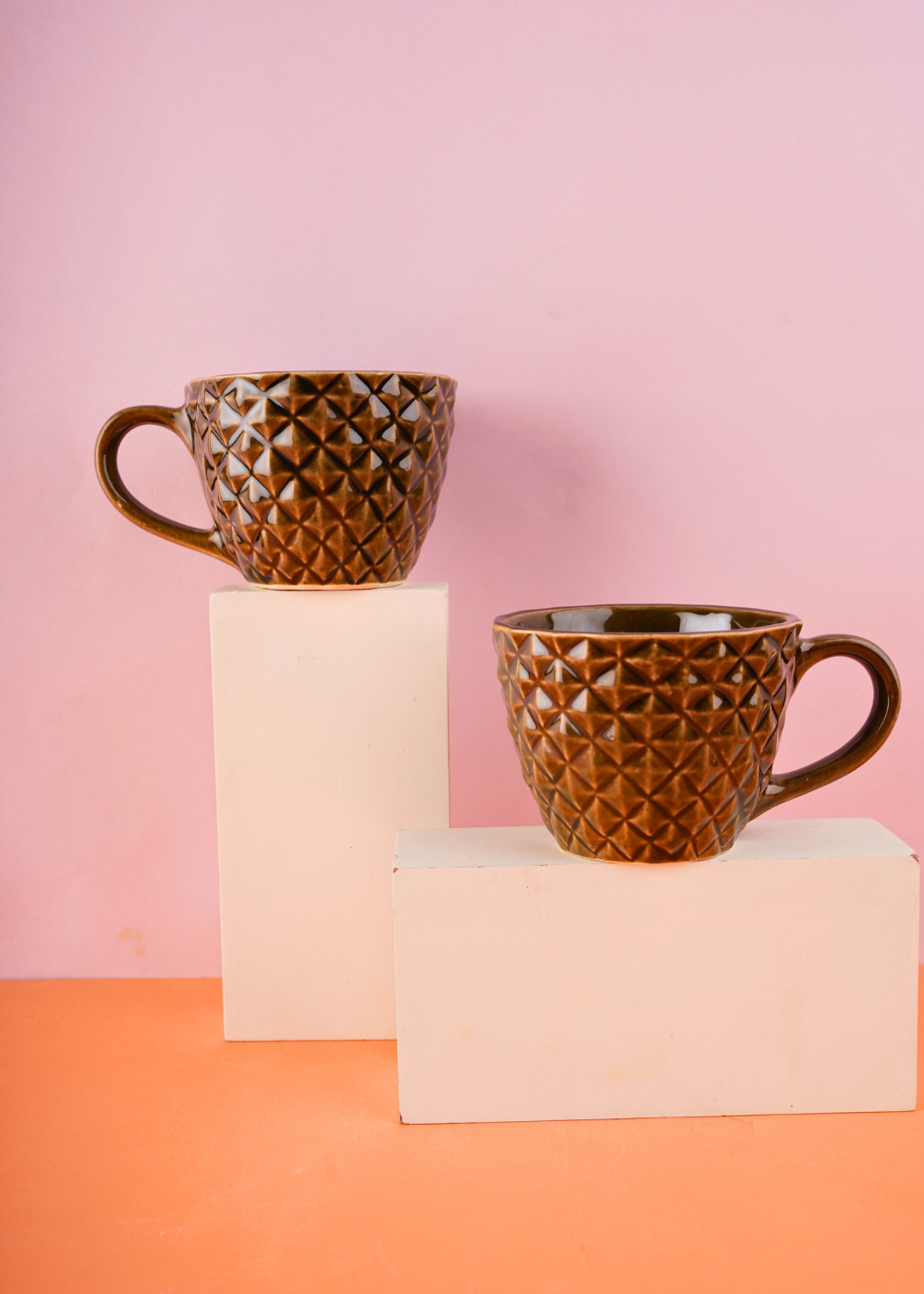 handmade brown diamond mug