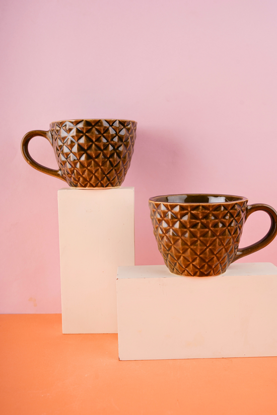 handmade brown diamond mug