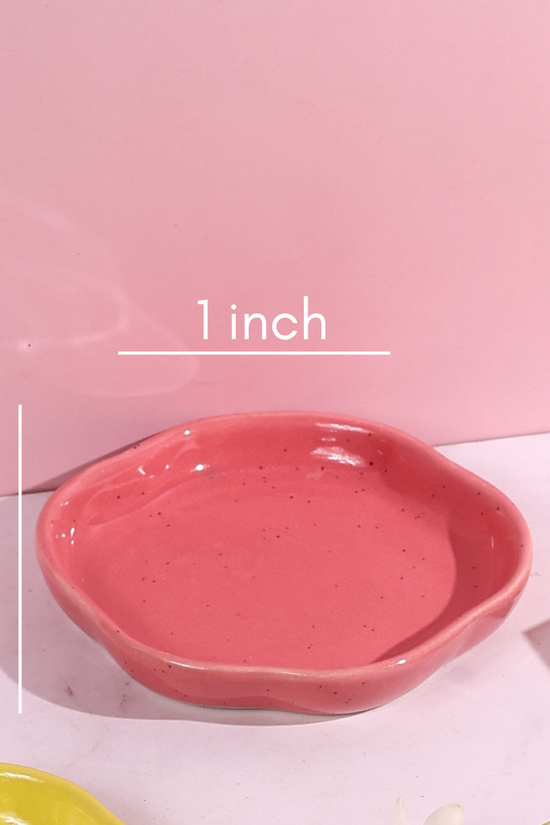 Salmon pink dessert plate height & breadth