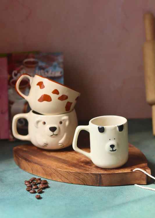Set of 3 - Paws & Pour Mugs handmade in India