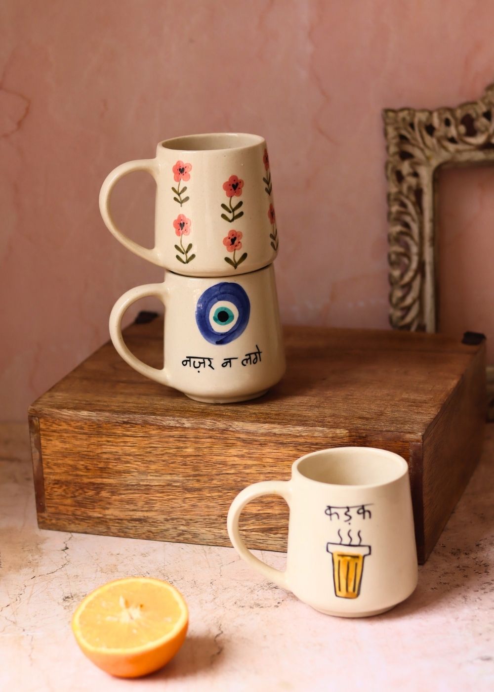 Set of 3 - Kadak Moments Mugs made by ceramic