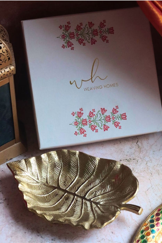 Golden Bliss Palm Leaf Bowl in a Gift Box with premium quality material