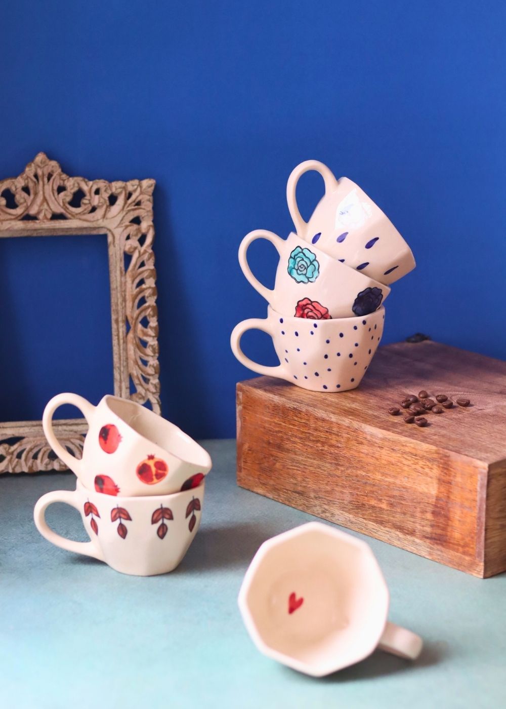 Set of 6 Brew Bliss Mugs (for the price of 5) handmade in india