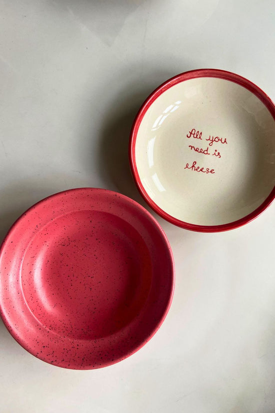 Handmade Deep Red & All you Need is Cheese Pasta Plate