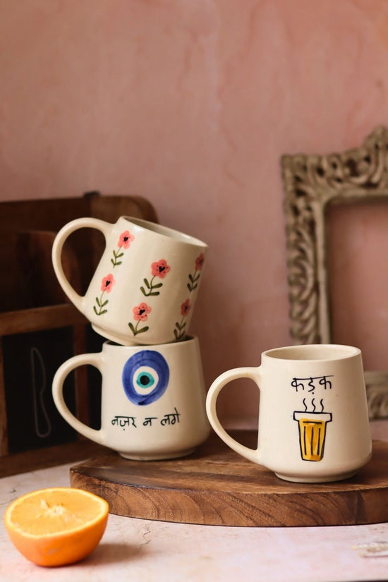 Set of 3 - Kadak Moments Mugs handmade in India